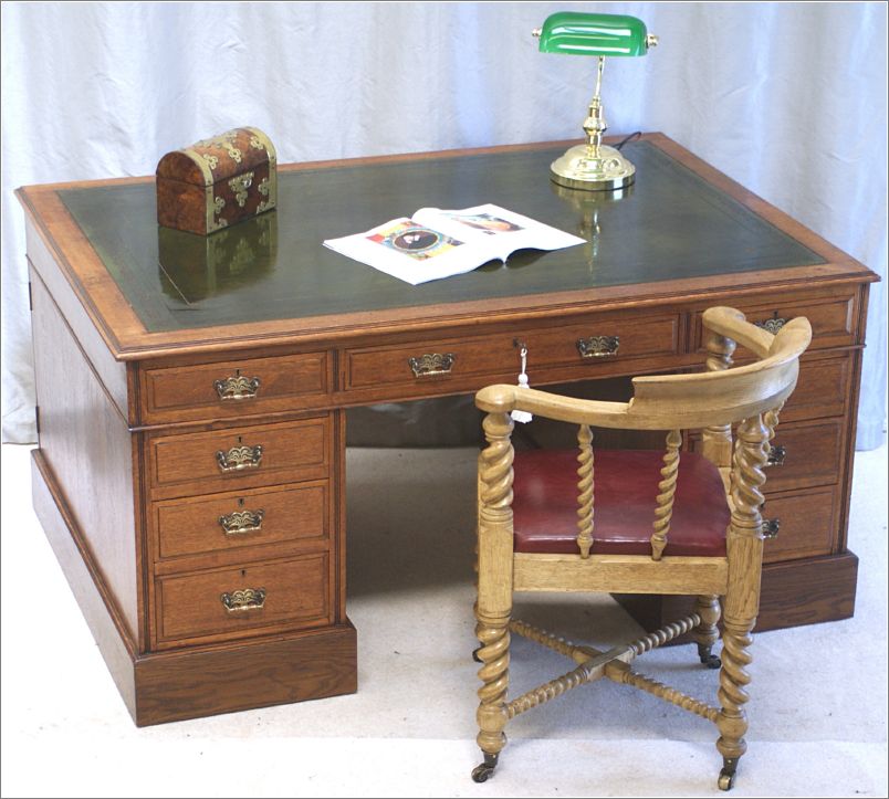 1032 Antique Victorian Oak Partners Desk